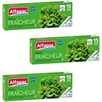 Alfapac - Bolsas microperforadas para comida 27 x 28 cm 3 rollos de 15 bolsas